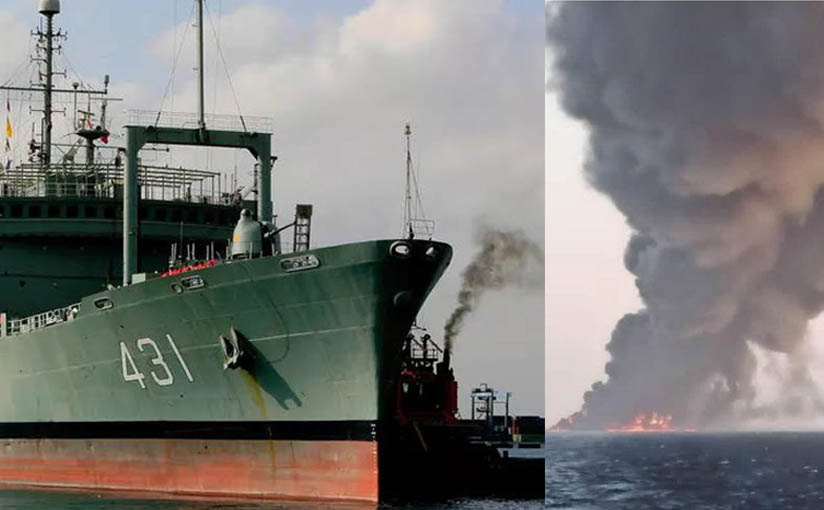 غرق أكبر سفينة حربية إيرانية بعد حريق في خليج عمان