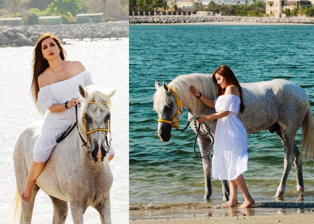 نسرين طافش تركب الخيل في دبي .. صور وفيديو جديد
